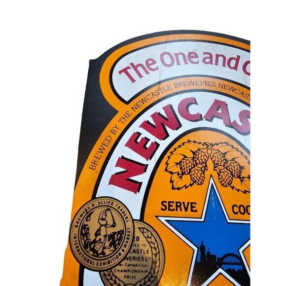 Newcastle Brown Ale Sign The One And Only Fiberboard Beer Label Double Sided - Picture 13 of 15